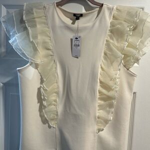 Express Ivory Ruffle Sleeve Blouse